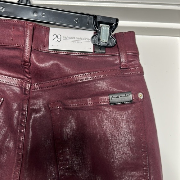 7 for all of Mankind HIGH WAIST ANKLE SKINNY IN COATED Burgundy - Picture 6 of 12